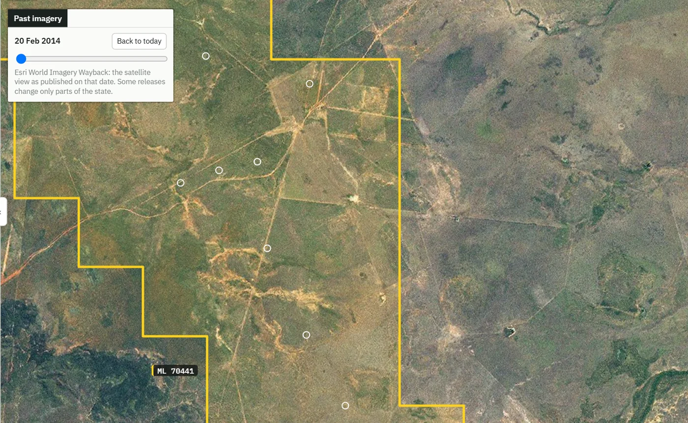 The same ground in February 2014, before the mine